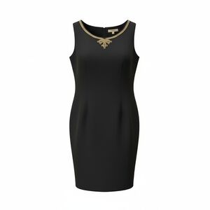 Kasper Black Dress with Gold Embellishment